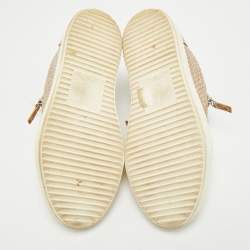 Giuseppe Zanotti Gold Croc Embossed Leather Frankie Low Top Sneakers Size 39