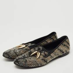 Giuseppe Zanotti Black Suede Crystal Embellished Shark Tooth Smoking Slippers Size 38.5
