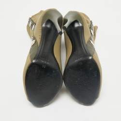 Giuseppe Zanotti Army Green Canvas and Mesh Peep Toe Booties Size 39