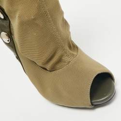 Giuseppe Zanotti Army Green Canvas and Mesh Peep Toe Booties Size 39
