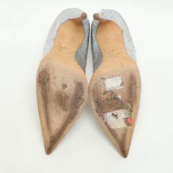 Giuseppe Zanotti Silver Python Embossed Leather Pointed Toe Pumps Size 37.5