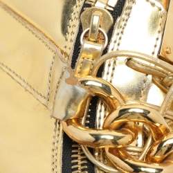 Giuseppe Zanotti Gold Leather Chain High Top Sneakers Size 37.5