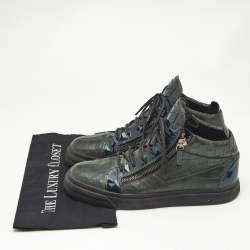 Giuseppe Zanotti Dark Green Croc Embossed Leather Kriss Sneakers Size 43