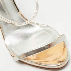 Giuseppe Zanotti Silver Leather Harmony Ankle Strap Sandals Size 36