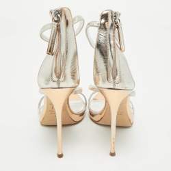 Giuseppe Zanotti Silver Leather Harmony Ankle Strap Sandals Size 36