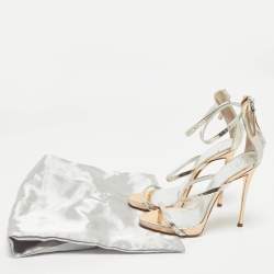 Giuseppe Zanotti Silver Leather Harmony Ankle Strap Sandals Size 36