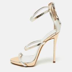 Giuseppe Zanotti Silver Leather Harmony Ankle Strap Sandals Size 36