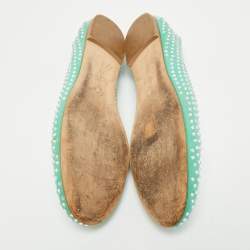 Giuseppe Zanotti Green Suede Crystal Embellished Ballet Flats Size 39