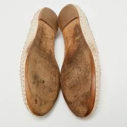 Giuseppe Zanotti Beige Leather Crystal Embellished Ballet Flats Size 40