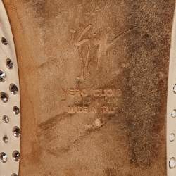 Giuseppe Zanotti Beige Leather Crystal Embellished Ballet Flats Size 40