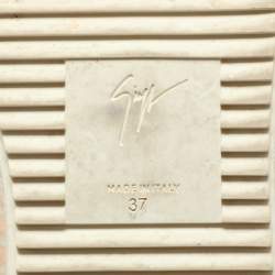 Pre Owned Giuseppe Zanotti Metallic Rose Gold Leather Double Zip Low Top Sneakers Size 37