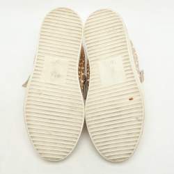 Pre Owned Giuseppe Zanotti Metallic Rose Gold Leather Double Zip Low Top Sneakers Size 37