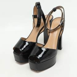 Pre Owned Giuseppe Zanotti Black Patent Leather Betty Platform Ankle Strap Sandals Size 38