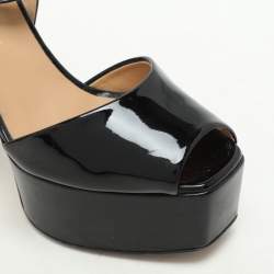 Pre Owned Giuseppe Zanotti Black Patent Leather Betty Platform Ankle Strap Sandals Size 38