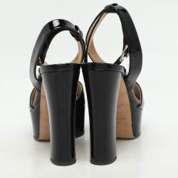 Pre Owned Giuseppe Zanotti Black Patent Leather Betty Platform Ankle Strap Sandals Size 38
