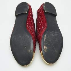 Pre Owned Giuseppe Zanotti Burgundy Suede Cap Toe Crystals Embellished Smoking Slippers Size 41