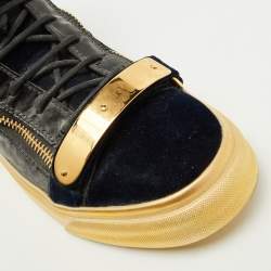 Giuseppe Zanotti Black Velvet and Patent Leather Coby High Top Sneakers Size 40
