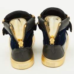 Giuseppe Zanotti Black Velvet and Patent Leather Coby High Top Sneakers Size 40