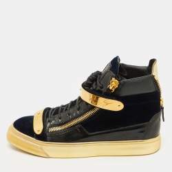 Giuseppe Zanotti Black Velvet and Patent Leather Coby High Top Sneakers Size 40