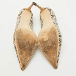 Giuseppe Zanotti Brown/Beige Python Embossed Leather Pointed Toe Pumps Size 41