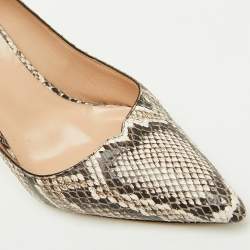 Giuseppe Zanotti Brown/Beige Python Embossed Leather Pointed Toe Pumps Size 41