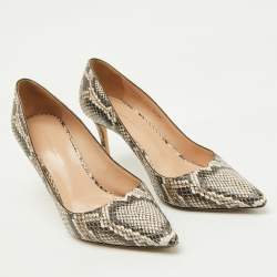 Giuseppe Zanotti Brown/Beige Python Embossed Leather Pointed Toe Pumps Size 41