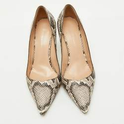 Giuseppe Zanotti Brown/Beige Python Embossed Leather Pointed Toe Pumps Size 41