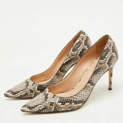 Giuseppe Zanotti Brown/Beige Python Embossed Leather Pointed Toe Pumps Size 41