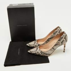 Giuseppe Zanotti Brown/Beige Python Embossed Leather Pointed Toe Pumps Size 41
