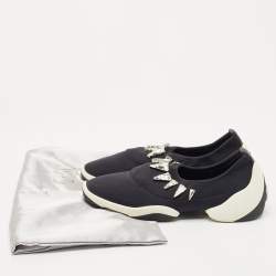 Pre Owned Giuseppe Zanotti Black Fabric Light Jump Lts Crystal Embellished Sneakers Size 39