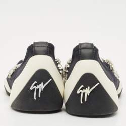 Pre Owned Giuseppe Zanotti Black Fabric Light Jump Lts Crystal Embellished Sneakers Size 39