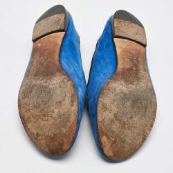 مملوكة مسبقًا Giuseppe Zanotti Blue Suede Charm Smoking Slippers Size 41