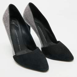 مملوكة مسبقًا Giuseppe Zanotti Black Suede Crystal Embellished Pumps Size 39