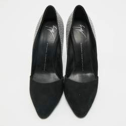 مملوكة مسبقًا Giuseppe Zanotti Black Suede Crystal Embellished Pumps Size 39