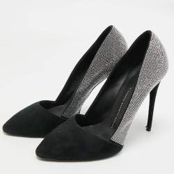 مملوكة مسبقًا Giuseppe Zanotti Black Suede Crystal Embellished Pumps Size 39