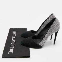 مملوكة مسبقًا Giuseppe Zanotti Black Suede Crystal Embellished Pumps Size 39