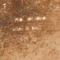 Pre Owned Giuseppe Zanotti Beige Leather Crystal Embellished Toe Ring Flat Sandals Size 38.5