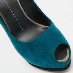 Pre Owned Giuseppe Zanotti Tricolor Suede Nana Peep Toe Platform Pumps Size 39.5