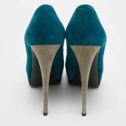 Pre Owned Giuseppe Zanotti Tricolor Suede Nana Peep Toe Platform Pumps Size 39.5