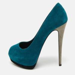Giuseppe Zanotti Tricolor Suede Nana Peep Toe Platform Pumps Size 39.5