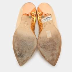 Pre Owned Giuseppe Zanotti Rose Gold Metalic Leather Pumps Size 38