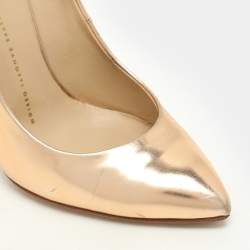 Pre Owned Giuseppe Zanotti Rose Gold Metalic Leather Pumps Size 38