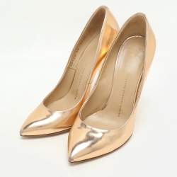 Pre Owned Giuseppe Zanotti Rose Gold Metalic Leather Pumps Size 38