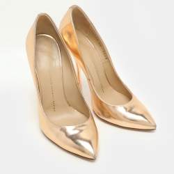 Pre Owned Giuseppe Zanotti Rose Gold Metalic Leather Pumps Size 38