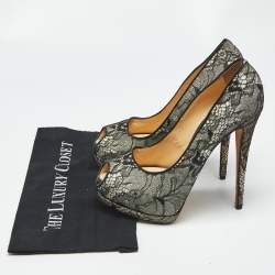 Pre Owned Giuseppe Zanotti Black/White Floral Lace Peep Toe Platform Pumps Size 41