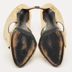 Pre Owned Giuseppe Zanotti Gold Python Embossed Leather Andrea Slide Sandals Size 40