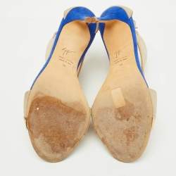 Pre Owned Giuseppe Zanotti Beige/Metallic Suede and Leather Open Toe Sandals Size 39