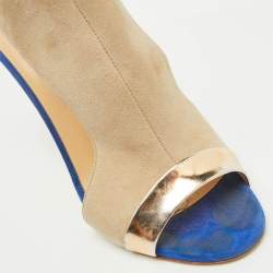 Pre Owned Giuseppe Zanotti Beige/Metallic Suede and Leather Open Toe Sandals Size 39