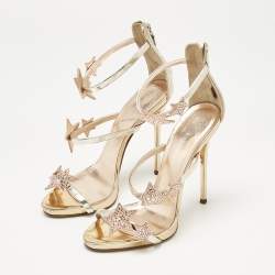 مملوكة مسبقًا Giuseppe Zanotti Rose Gold Leather Harmony Star Sandals Size 37.5