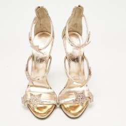 مملوكة مسبقًا Giuseppe Zanotti Rose Gold Leather Harmony Star Sandals Size 37.5